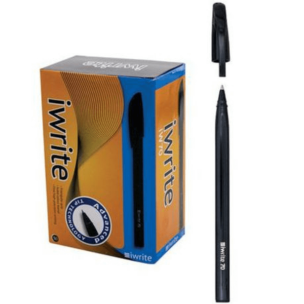 iWrite pen black solid colour barrel Each