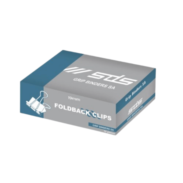 SDS 19mm Foldback Clips - 12s   Pack-5